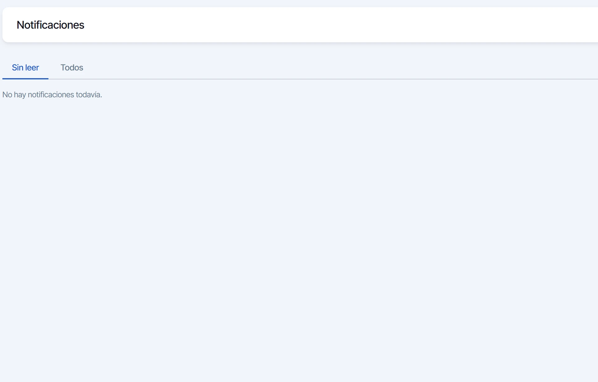 Centro de notificaciones sin notificaciones sin leer