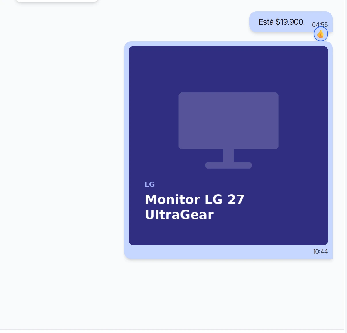 Imagen del producto enviada en la conversación con el cliente