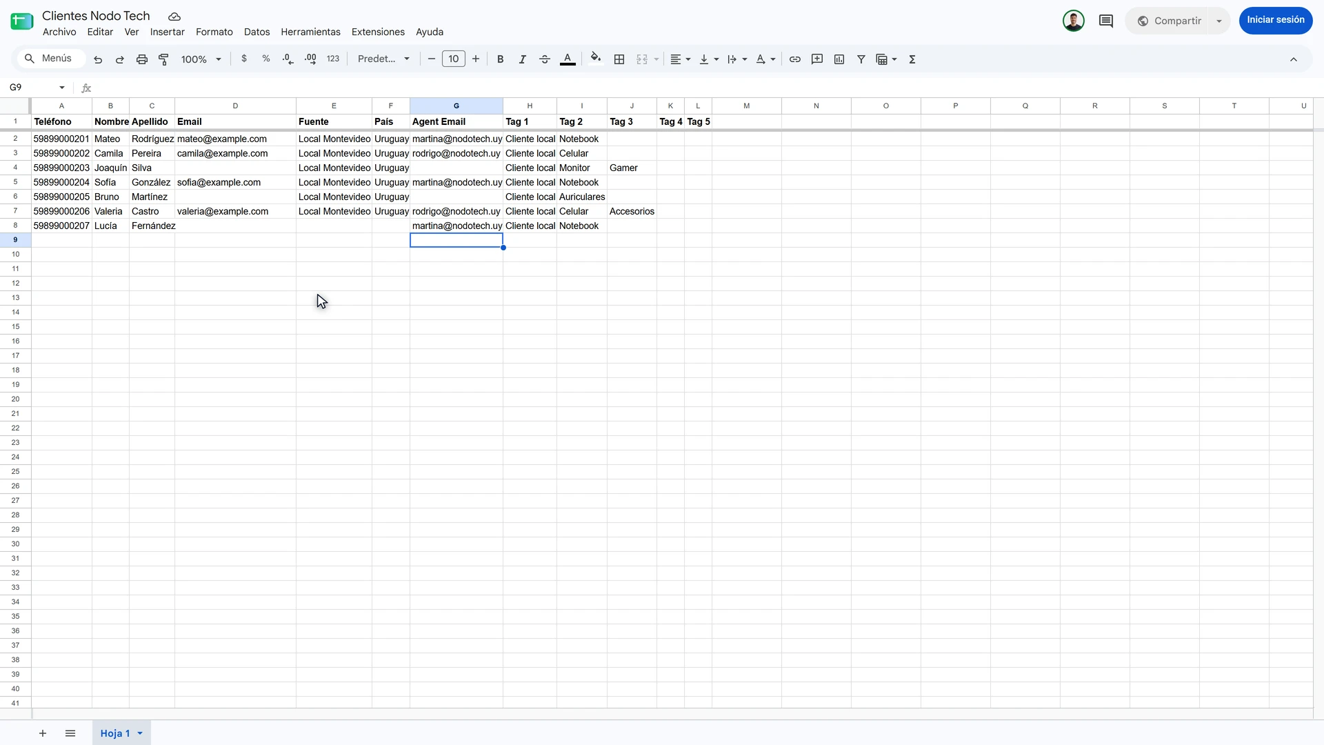Menú Archivo de Google Sheets abierto en Descargar con la opción Valores separados por comas